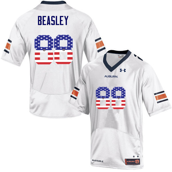 Men #88 Terry Beasley Auburn Tigers USA Flag Fashion College Football Jerseys-White